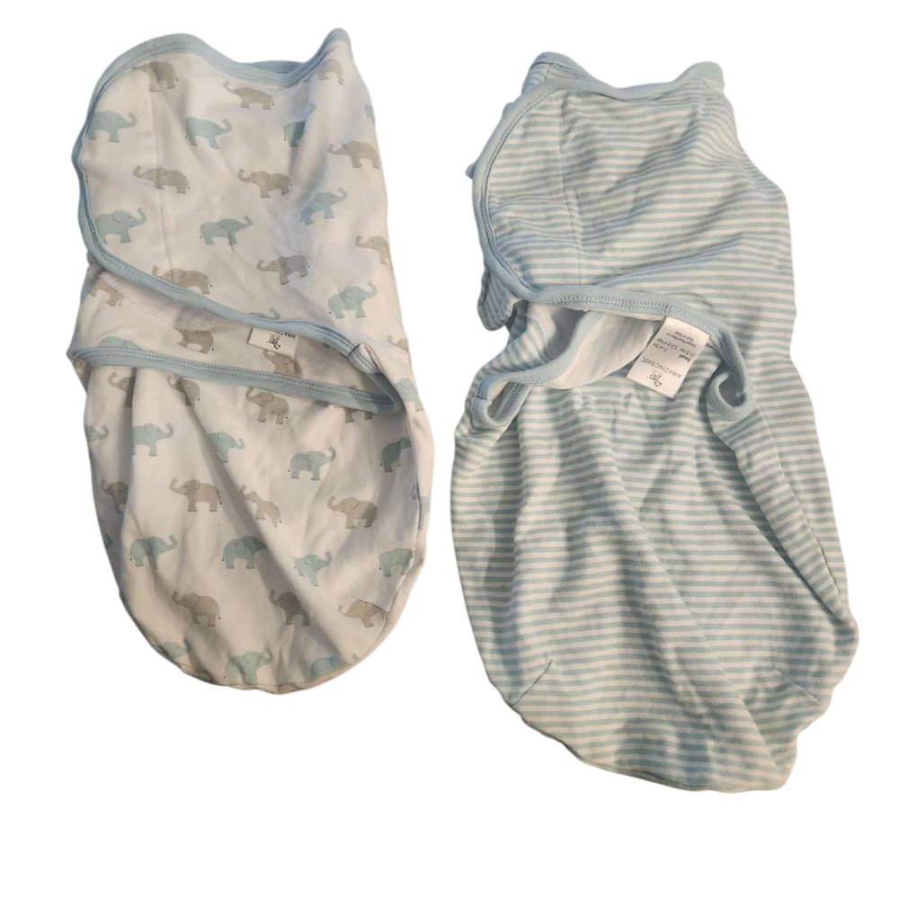 Amazing Baby Swaddle Set with Elephant Print and Stripes